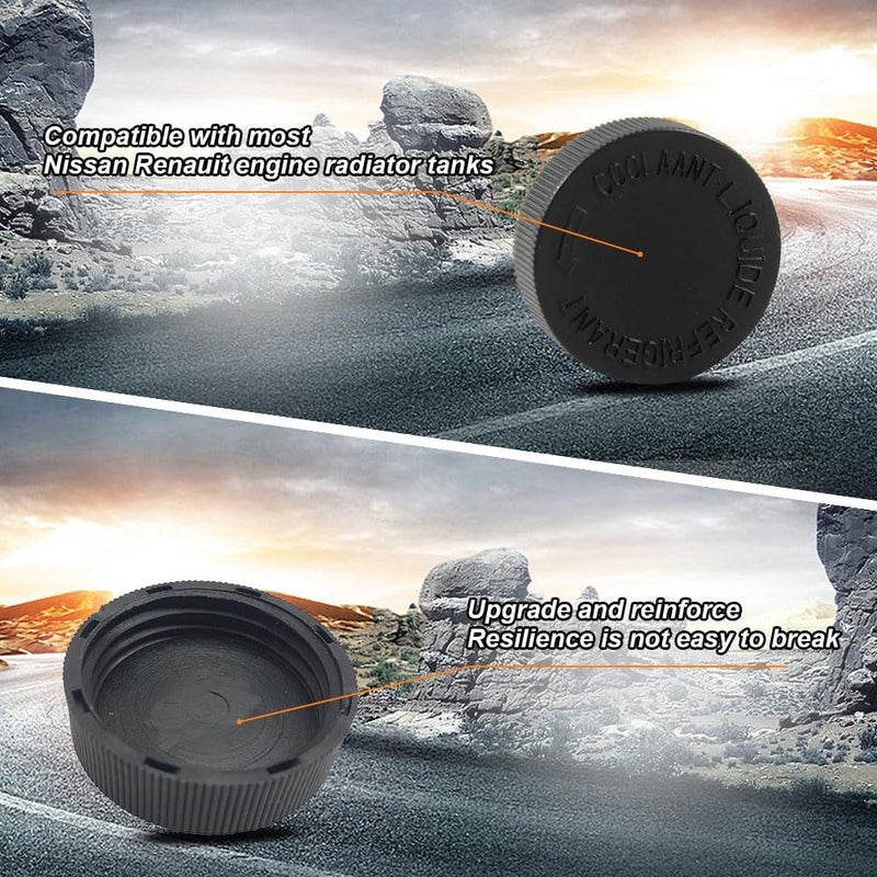 HEVLE 2PCS Coolant Reservoir Cap, Engine Radiator Water Tank Caps, Car Coolant Tank Lid Black Cover, 21712-79900 Auto Radiator Overflow Cove Compatible with Nissan Infiniti Antifreeze Coolant Cap - Image 3
